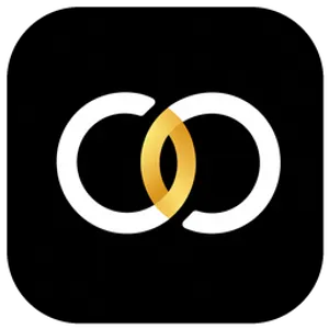 Símbolo do CRM ide.IA: dois anéis entrelaçados, um deles dourado
